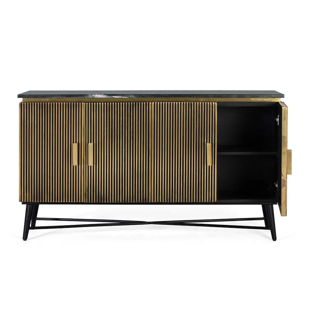Wohnen Sideboards<4-türiges Sideboard mit Marmor Platte - Hayato