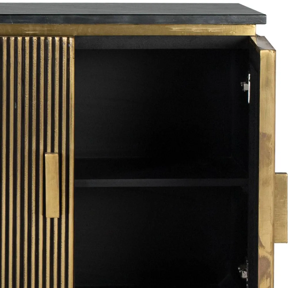 Wohnen Sideboards<4-türiges Sideboard mit Marmor Platte - Hayato