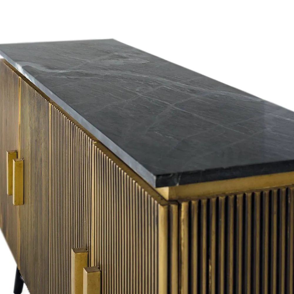 Wohnen Sideboards<4-türiges Sideboard mit Marmor Platte - Hayato