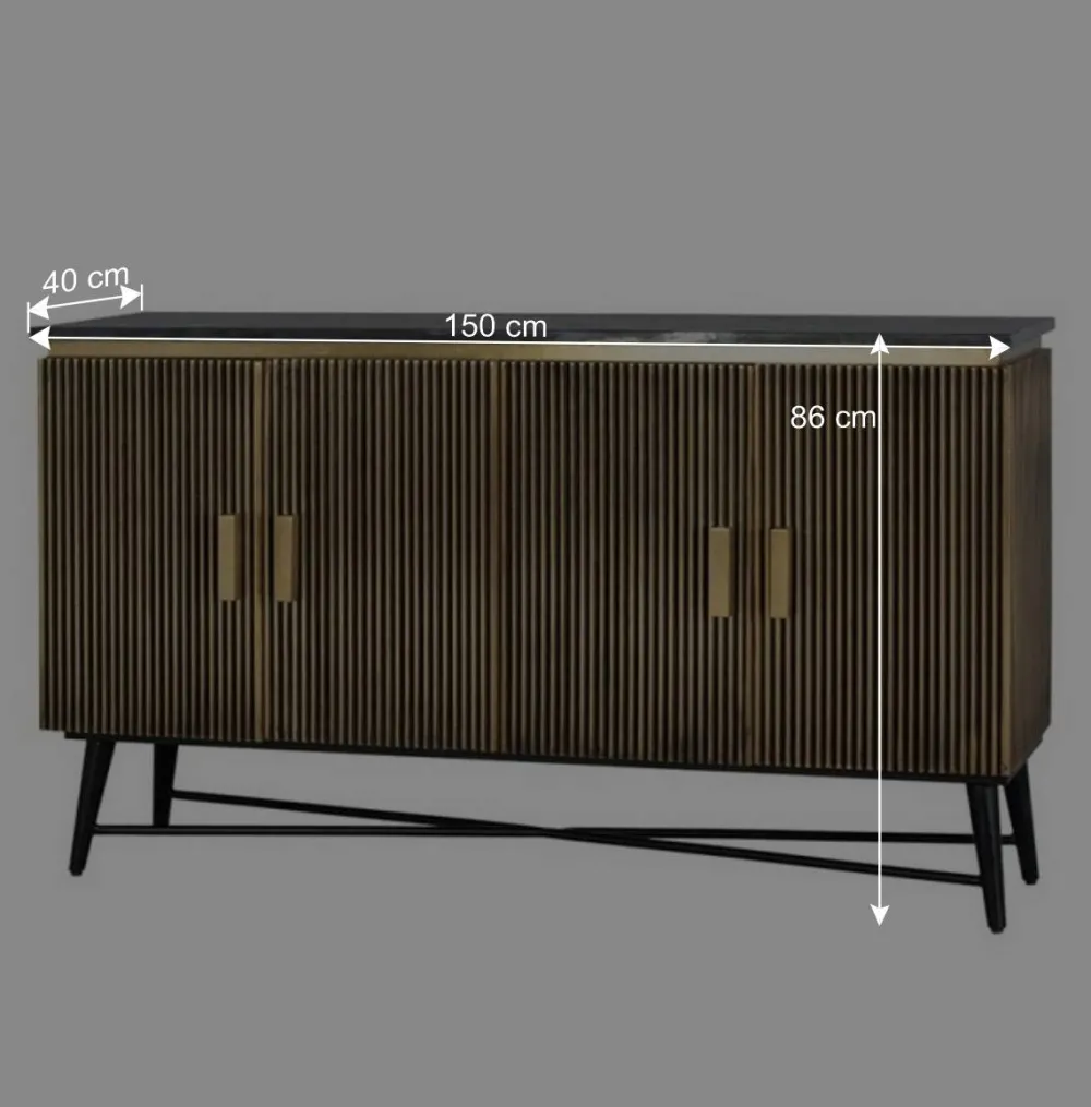 Wohnen Sideboards<4-türiges Sideboard mit Marmor Platte - Hayato