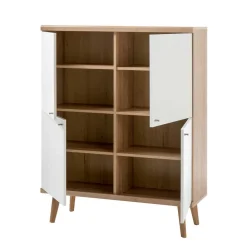 Wohnen Highboards<4-türiges Skandi Highboard in Weiß & Eiche - Cablos