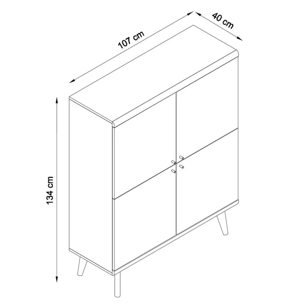 Wohnen Highboards<4-türiges Skandi Highboard in Weiß & Eiche - Cablos