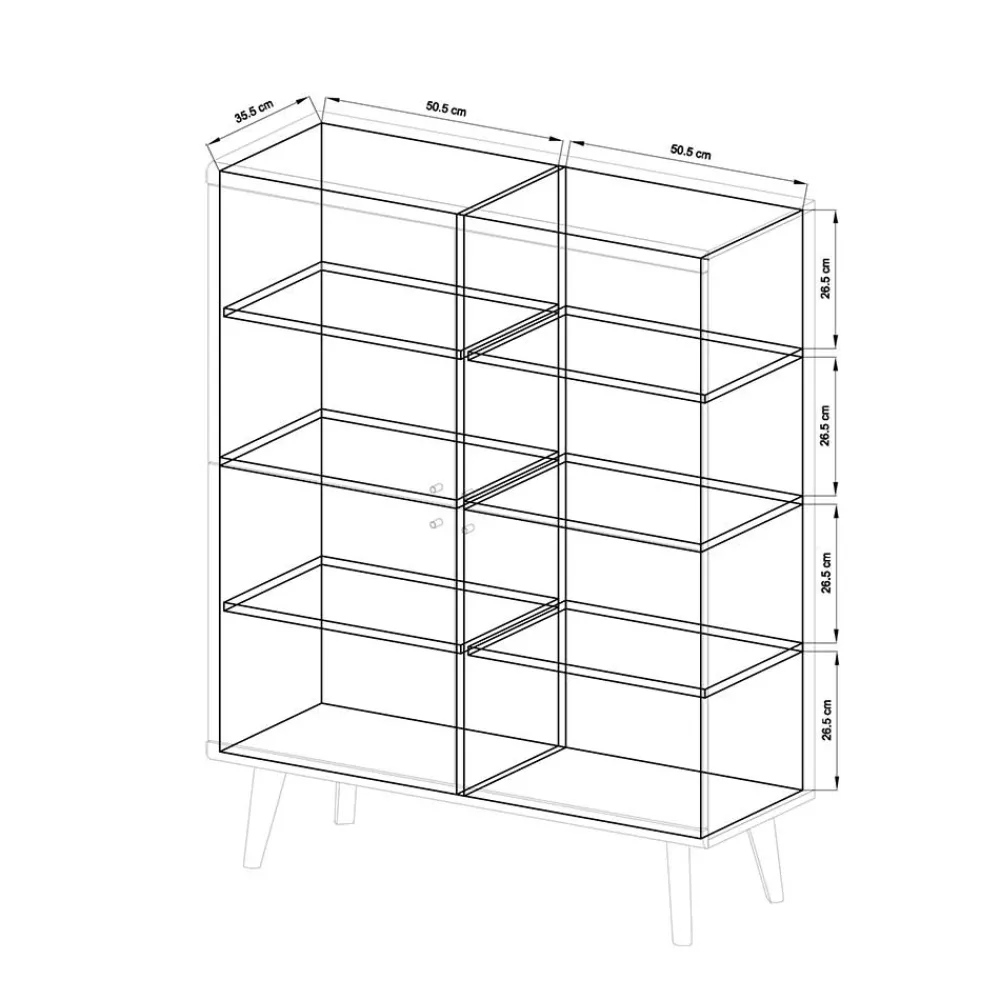 Wohnen Highboards<4-türiges Skandi Highboard in Weiß & Eiche - Cablos