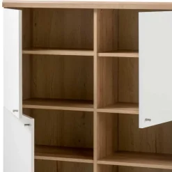 Wohnen Highboards<4-türiges Skandi Highboard in Weiß & Eiche - Cablos