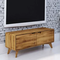 Wohnen Tv & Hifi-Möbel<2-türiges TV Lowboard aus Holz Wildeiche - Eavy I