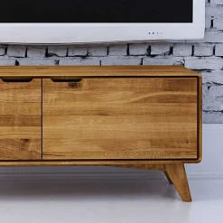 Wohnen Tv & Hifi-Möbel<2-türiges TV Lowboard aus Holz Wildeiche - Eavy I