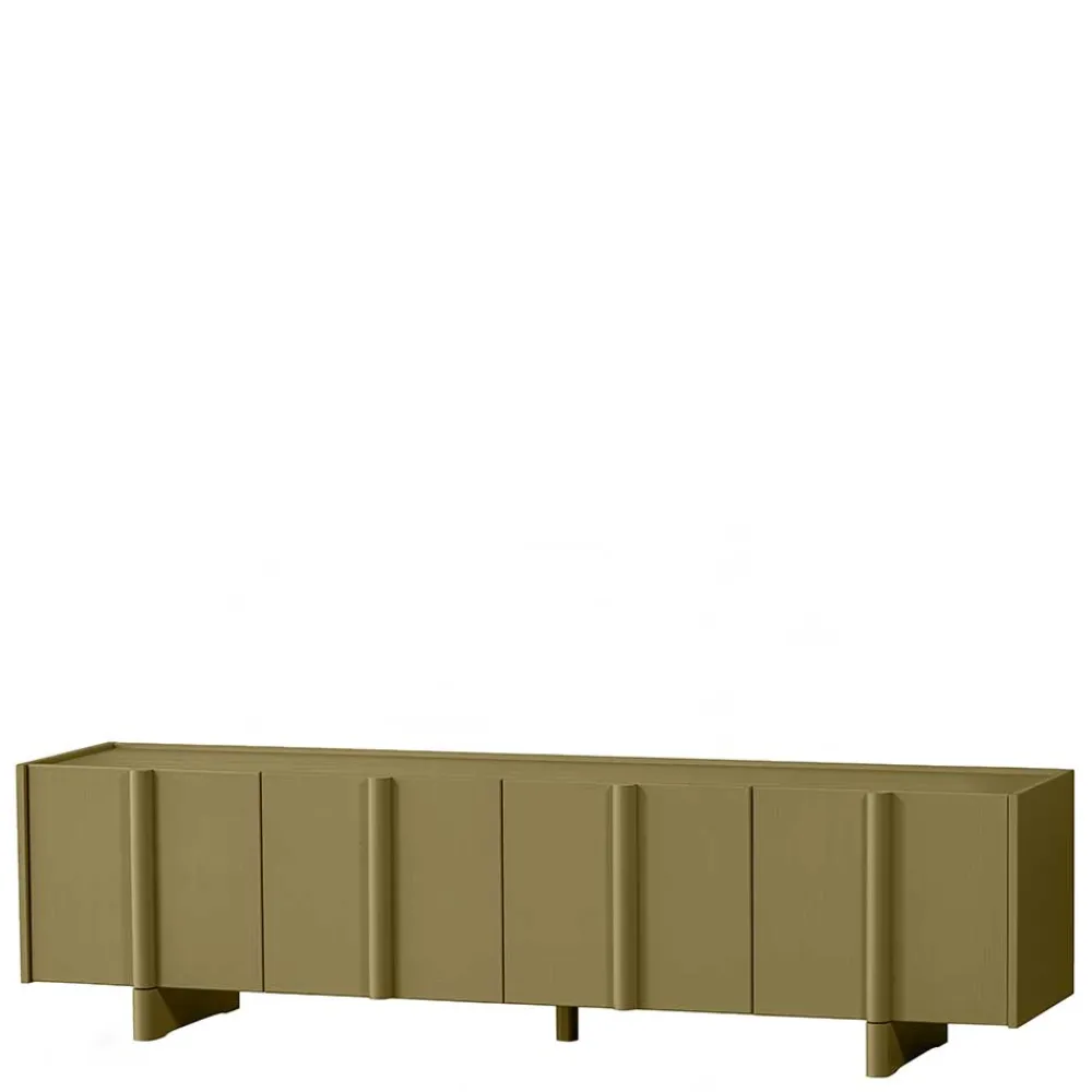 Wohnen Tv & Hifi-Möbel|Lowboards<4-türiges TV Lowboard in Khaki - Biledda