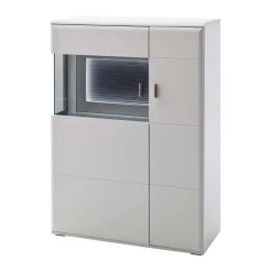 Wohnen Highboards|Vitrinen<2-türiges Wohnzimmer Highboard in Weiß & Anthrazit - Hazime