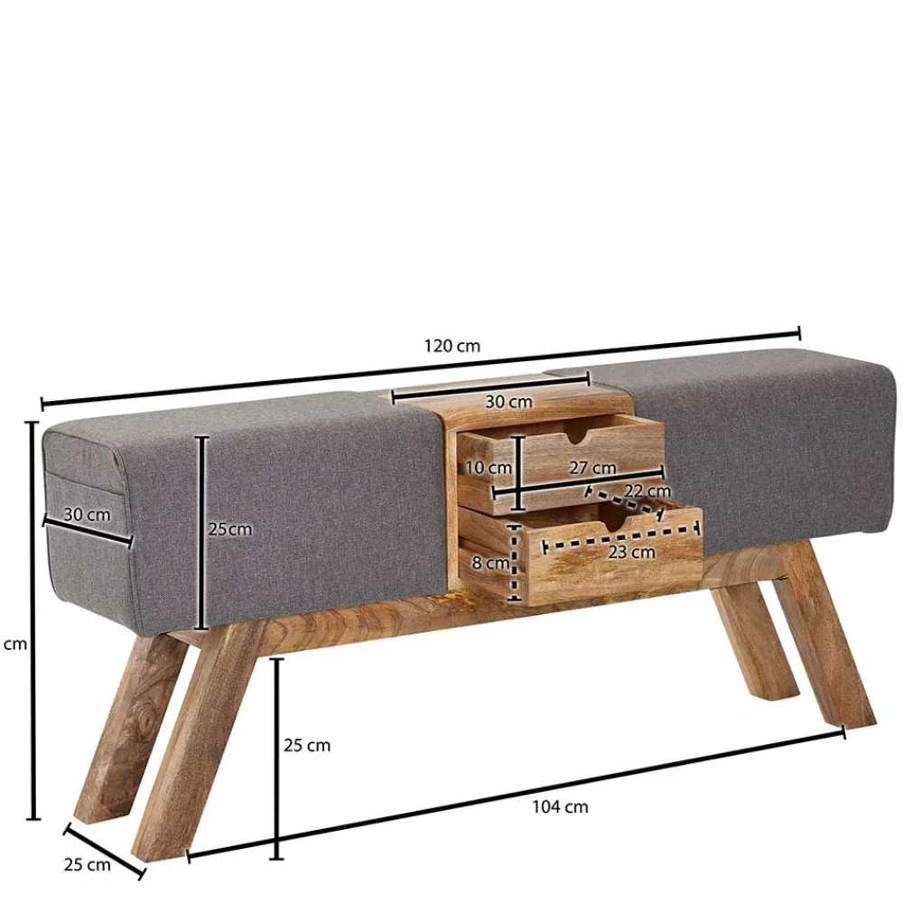Wohnen Sitzbank<Turnbock Design Bank mit zwei Schubladen - Ruamantico