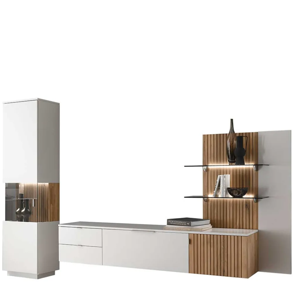 Wohnen Wohnwände<TV Anbauwand Designmöbel Set - Miloris (dreiteilig)