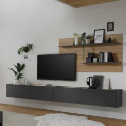 Wohnen Wohnwände<TV Anbauwand für Fernseher hängend - Ahilav I (dreiteilig)