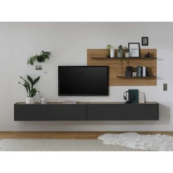 Wohnen Wohnwände<TV Anbauwand für Fernseher hängend - Ahilav I (dreiteilig)