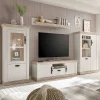 Wohnen Wohnwände<TV Anbauwand im Scandi Landhaus Stil Nedita in Weiß & Shabby Pinie Dekor (vierteilig)