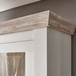 Wohnen Wohnwände<TV Anbauwand im Scandi Landhaus Stil Nedita in Weiß & Shabby Pinie Dekor (vierteilig)