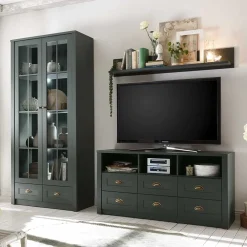 Wohnen Wohnwände<TV Anbauwand in Dunkelgrün - Niestov (dreiteilig)