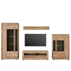 Wohnen Wohnwände<TV Anbauwand in Eiche - Brocus (vierteilig)