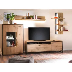 Wohnen Wohnwände<TV Anbauwand in Eicheoptik - Nikdus (vierteilig)