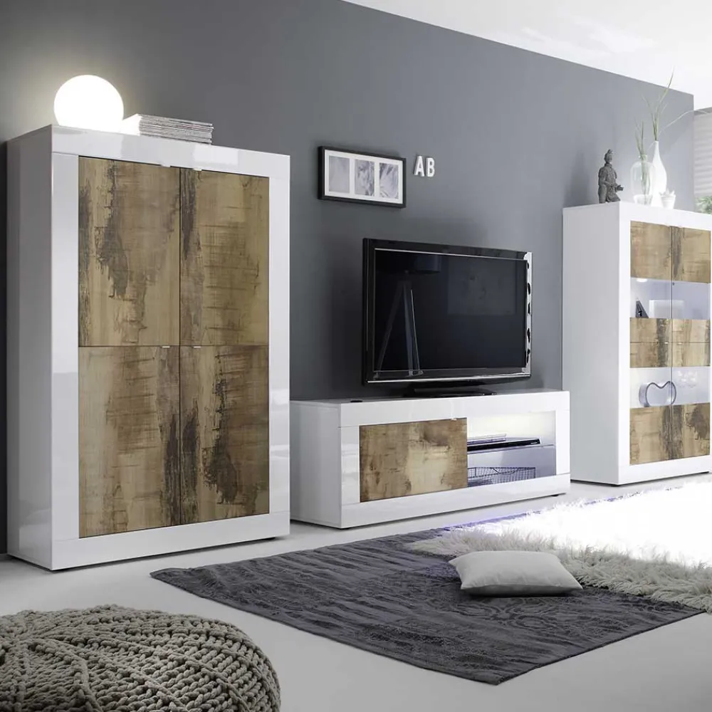 Wohnen Wohnwände<TV Anbauwand Kombination modern - Olvenion (dreiteilig)