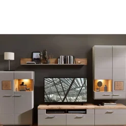 Wohnen Wohnwände<TV Anbauwand Möbel mit LED Licht - Fraguca (fünfteilig)