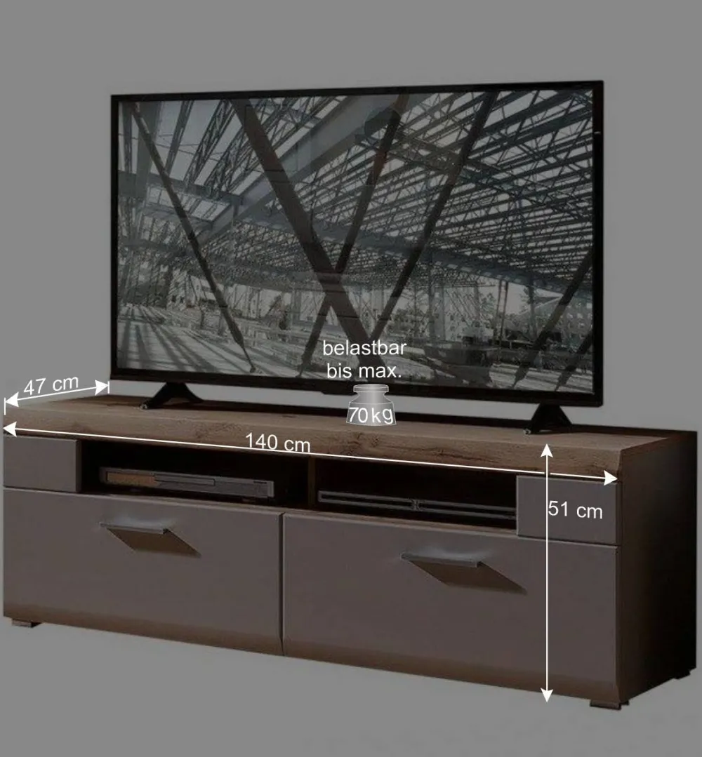 Wohnen Wohnwände<TV Anbauwand Möbel mit LED Licht - Fraguca (fünfteilig)
