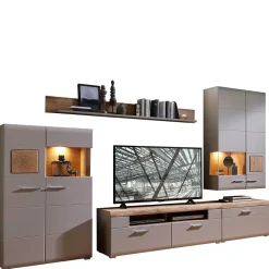 Wohnen Wohnwände<TV Anbauwand Möbel mit LED Licht - Fraguca (fünfteilig)