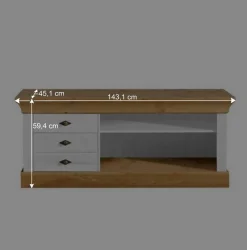 Wohnen Wohnwände<TV Anbauwand Sibiuta in Weiß Kiefer teilmassiv (dreiteilig)