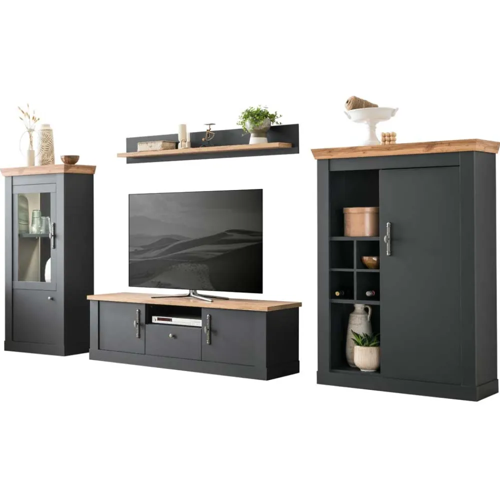 Wohnen Wohnwände<TV Anbauwand Wohnzimmermöbel Set - Lionel (vierteilig)