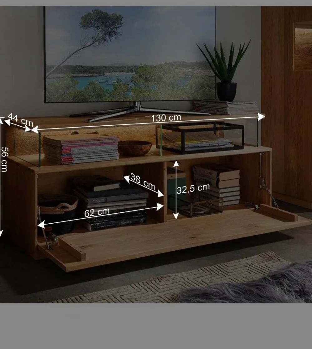 Wohnen Lowboards<TV Bank aus Wildeiche Massivholz - Millena