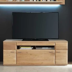Wohnen Tv & Hifi-Möbel|Lowboards<TV Bank in Eiche Bianco teilmassiv Pontros 2-türig