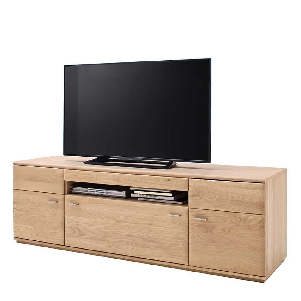 Wohnen Tv & Hifi-Möbel|Lowboards<TV Bank in Eiche Bianco teilmassiv Pontros 2-türig