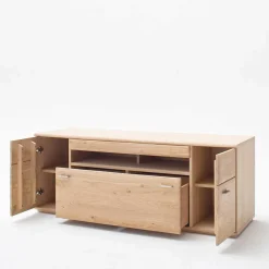 Wohnen Tv & Hifi-Möbel|Lowboards<TV Bank in Eiche Bianco teilmassiv Pontros 2-türig