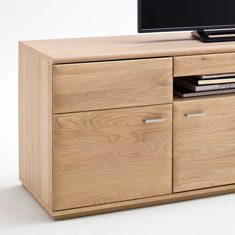 Wohnen Tv & Hifi-Möbel|Lowboards<TV Bank in Eiche Bianco teilmassiv Pontros 2-türig