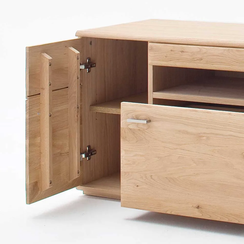 Wohnen Tv & Hifi-Möbel|Lowboards<TV Bank in Eiche Bianco teilmassiv Pontros 2-türig