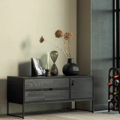 Wohnen Tv & Hifi-Möbel|Lowboards<TV Board - teilmassiv in Schwarz - Almery