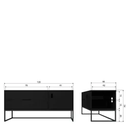 Wohnen Tv & Hifi-Möbel|Lowboards<TV Board - teilmassiv in Schwarz - Almery