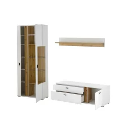 Wohnen Wohnwände<TV Board & Vitrinenschrank & Hängeboard Set - Racelyn (dreiteilig)