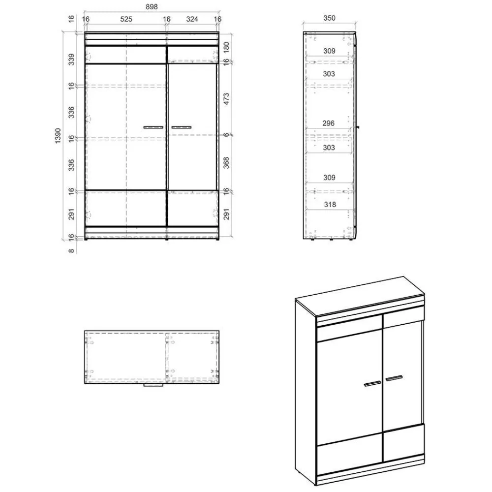 Wohnen Wohnwände<TV Board & Wandboard & Highboard - Lioscas (dreiteilig)