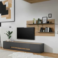 Wohnen Wohnwände<TV Board & Wandpaneel Set - Ahilav (zweiteilig)