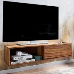 Wohnen Tv & Hifi-Möbel|Lowboards<TV Board für die Wandmontage aus Massivholz - Vanskupa