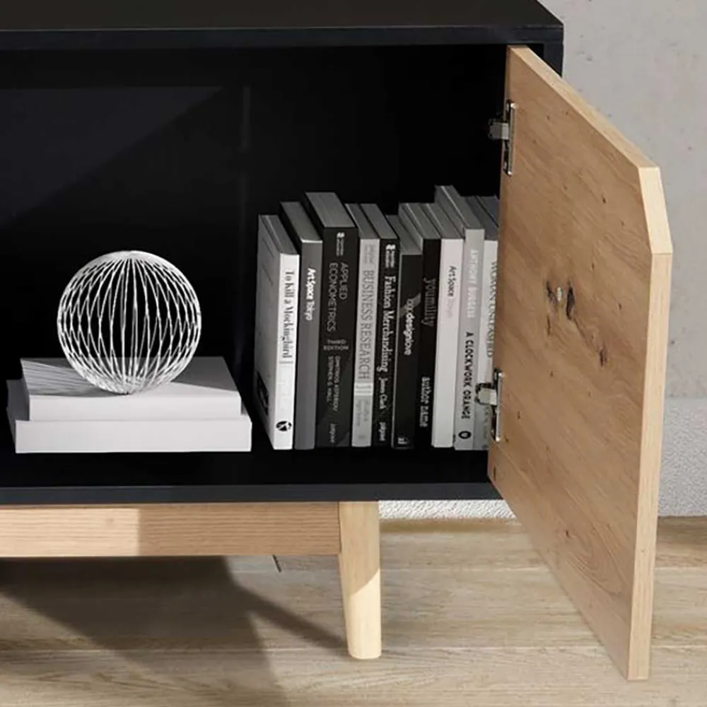Wohnen Tv & Hifi-Möbel|Lowboards<TV Board in Eiche und Schwarz - Heraklion