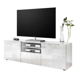 Wohnen Tv & Hifi-Möbel|Lowboards<TV Board in Hochglänzend Weiß lackiert - Vascaub I