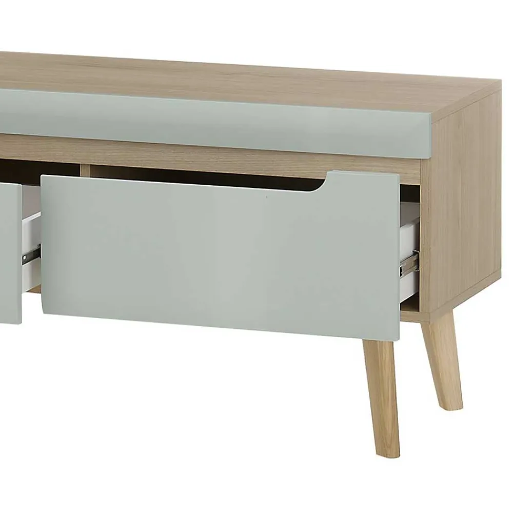 Wohnen Tv & Hifi-Möbel|Lowboards<TV Board in Mintgrün mit Eiche - Armina