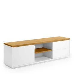 Wohnen Tv & Hifi-Möbel|Lowboards<TV Board in Weiß & Eiche Furnier - Vintilias