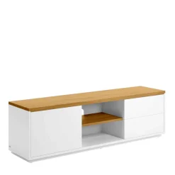 Wohnen Tv & Hifi-Möbel|Lowboards<TV Board in Weiß & Eiche Furnier - Vintilias