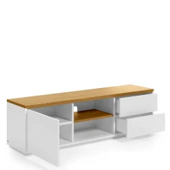 Wohnen Tv & Hifi-Möbel|Lowboards<TV Board in Weiß & Eiche Furnier - Vintilias