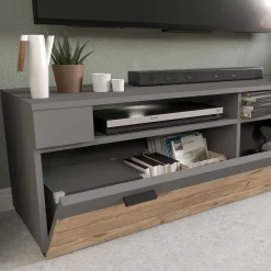 Wohnen Tv & Hifi-Möbel|Lowboards<TV Board in Wildeiche NB & Grau - Scarlett