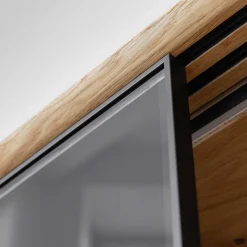 Wohnen Tv & Hifi-Möbel|Lowboards<TV Board mit Schiebetüren aus getöntem Glas & Eiche - Fabiella