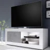 Wohnen Tv & Hifi-Möbel|Lowboards<TV Element in Weiß HG mit Beton Dekor - Narandu