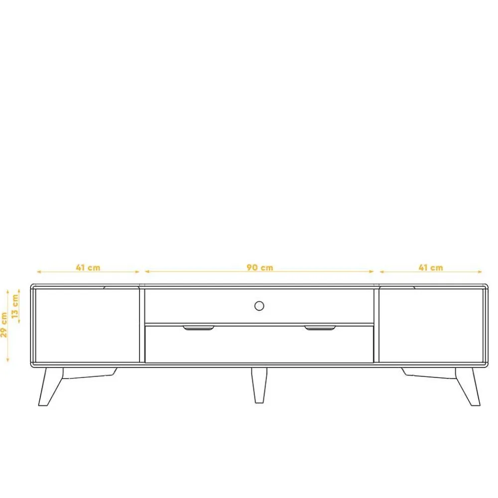Wohnen Tv & Hifi-Möbel|Lowboards<TV Element Lowboard in Weiß & Natur - Diesta