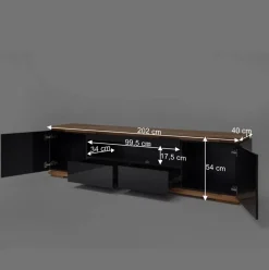 Wohnen Tv & Hifi-Möbel|Lowboards<TV Hochglanz Lowboard in Schwarz - Ercurs